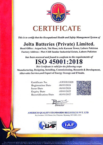 Certificate ISO 45001:2018